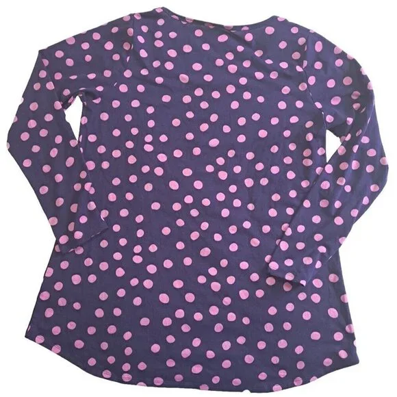 LuLaRoe L Navy & Purple Polka-Dot Long Sleeve Scoop Neck T-Shirt - Picture 3 of 3